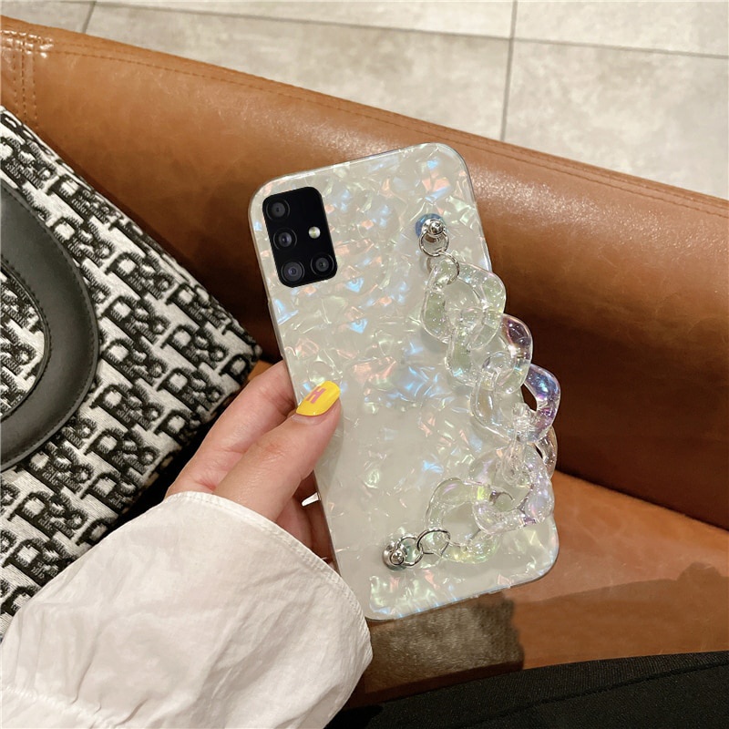 Sang Trọng Ốp Điện Thoại Dẻo Màu laser Với Dây Đeo Cho samsung galaxy s21 s20 s10 s8 s9 plus ultra s22 s20 fe note10 20 9 8
