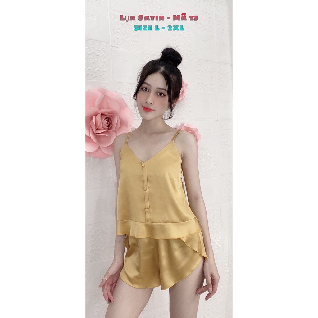 HÀNG CAO CẤP - SET ĐỒ BỘ LỤA SATIN 2 DÂY NGẮN | BigBuy360 - bigbuy360.vn