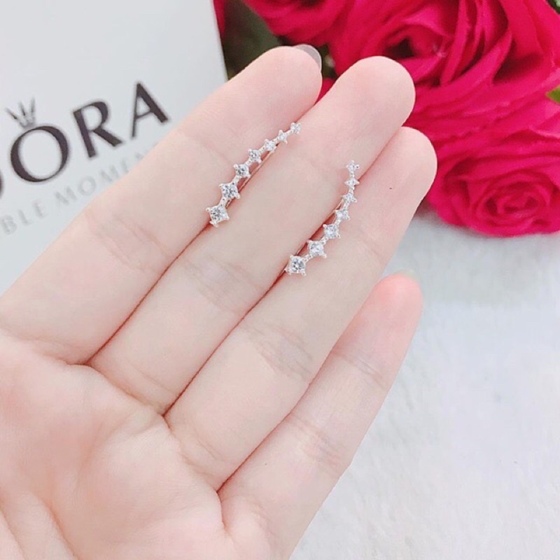 Bông tai nữ bạc thật mẫu sao chổi đính đá may mắn - Kho sỉ bạc Nhất Linh