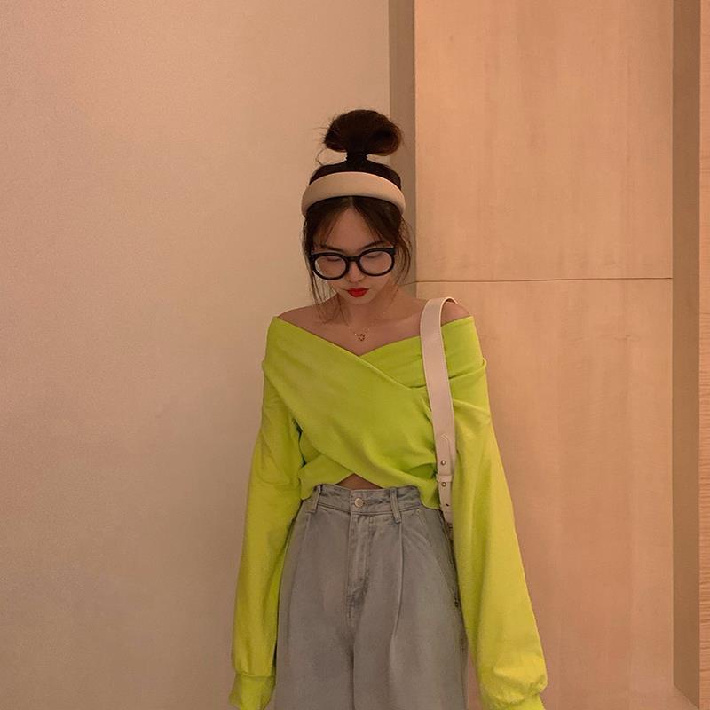 Áo Len Tay Dài Cổ Chữ V Màu Sắc Đơn Giản Phong Cách Hàn Quốc Thời Trang Mùa Xuân Cho Nữ 2021