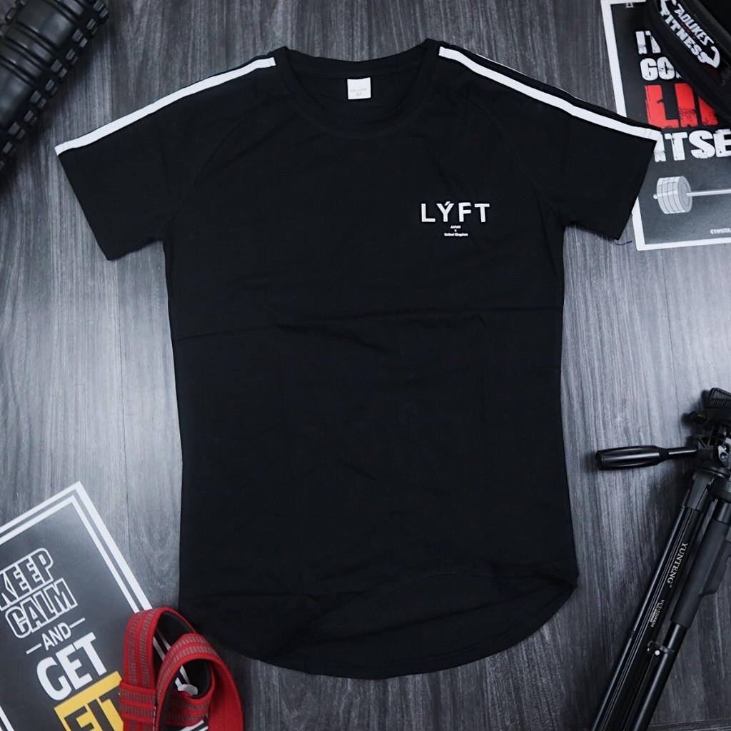 Áo ngắn tay Body gym Lyft sọc chất vải Cotton