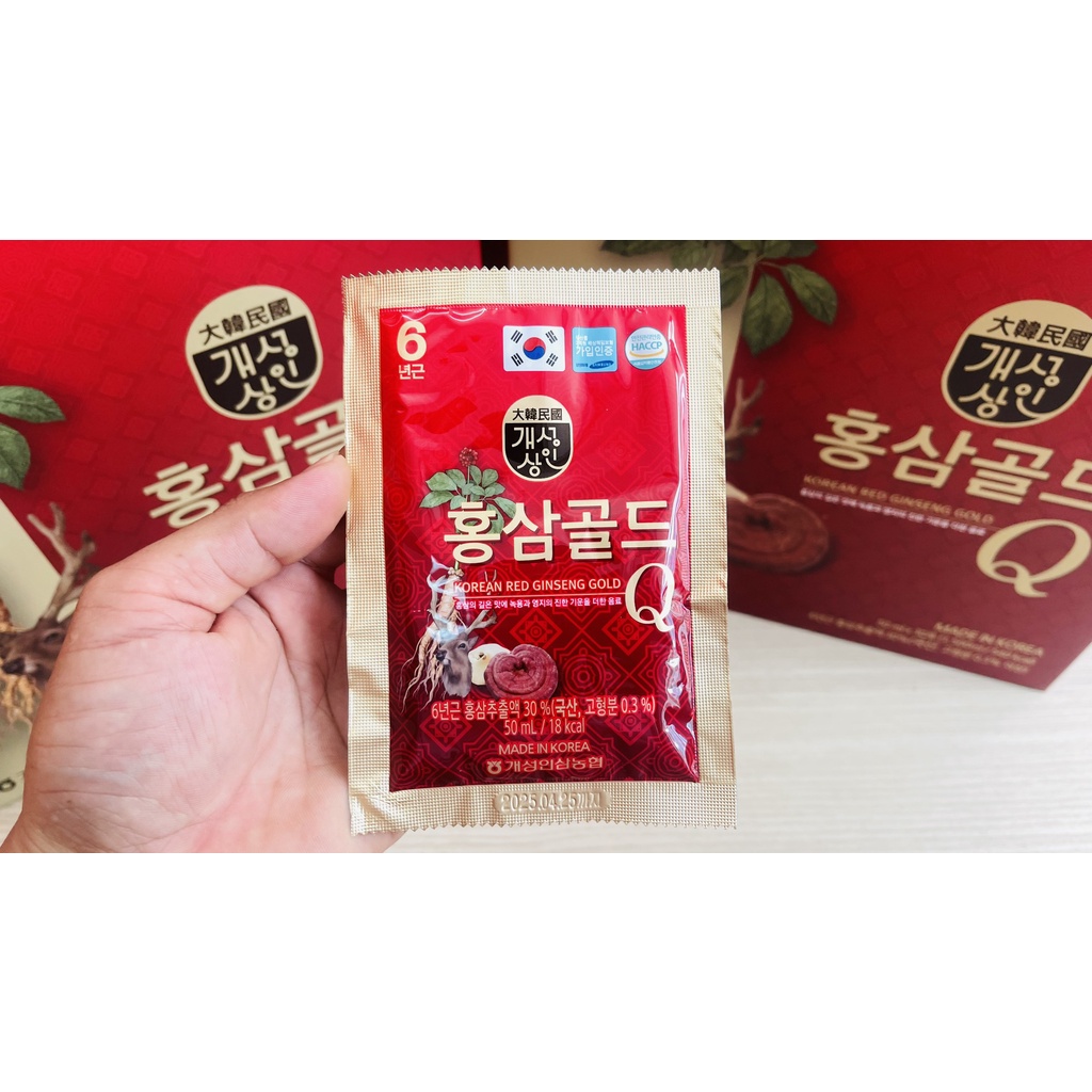 Nước Hồng Sâm Nhung Hươu Linh Chi Q Gold Hàn Quốc Hộp 30 gói x 50 ml