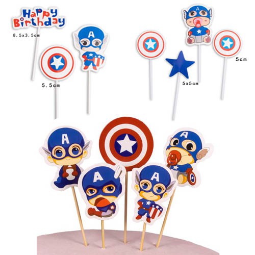 Trang Trí Bánh Sinh Nhật Bánh Kem - SET THẺ CẮM SIÊU NHÂN A, POW