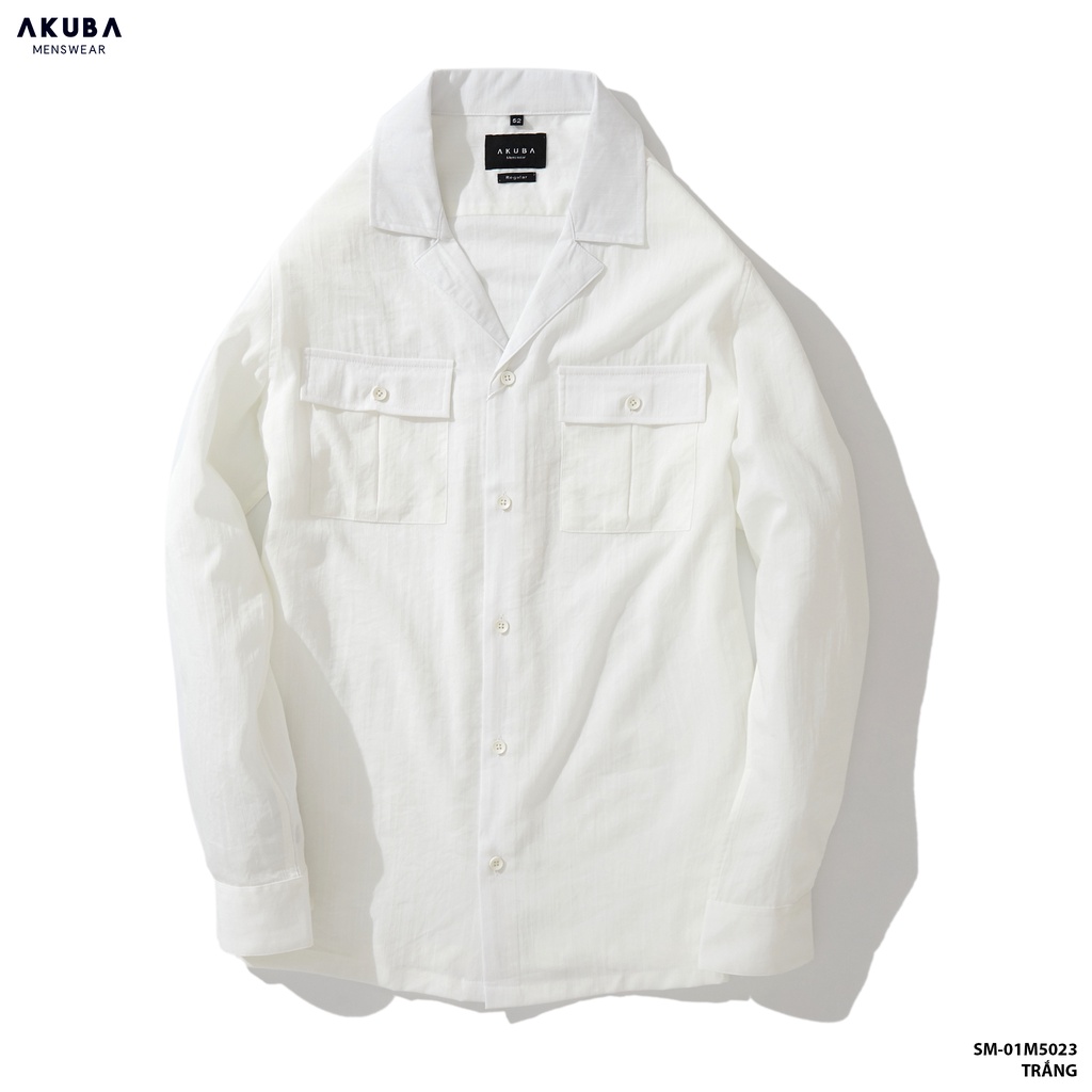 Áo sơ mi tay dài công sở nam cổ vest AKUBA chất liệu Cotton form regular, thấm hút mồ hôi, thoáng khí 01M5023 | BigBuy360 - bigbuy360.vn