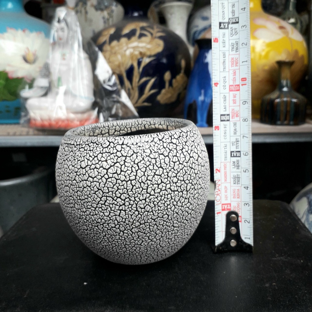Chậu trồng cây cảnh mini , sen đá , xương rồng , gốm sứ Bát Tràng  - Kiểu phát rạn nứt đẹp