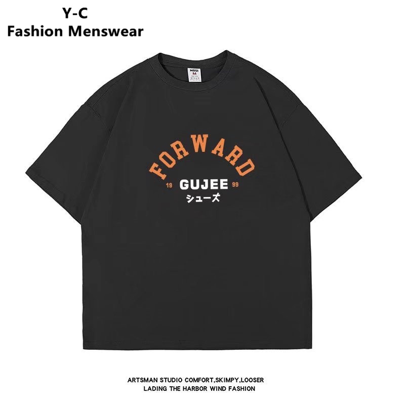 Áo Thun Nam Tay Ngắn Dáng Rộng Cổ Tròn In Chữ Thời Trang Size M-8XL