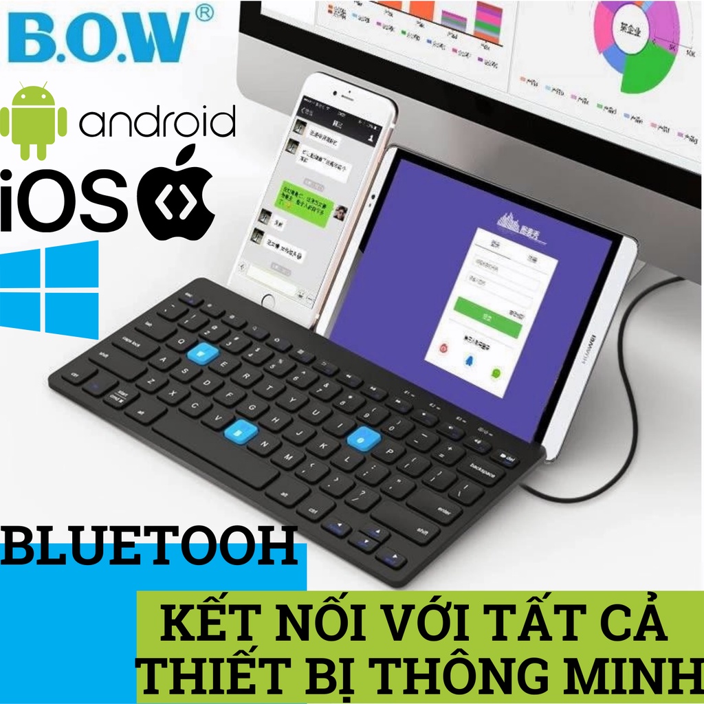 - Bàn Phím Bluetooth BOW HB191A - Bảo Hành Uy Tín