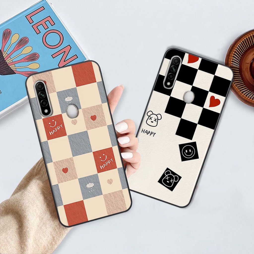 Ốp Oppo A31 caro trái tim cá tính, thời trang siêu đẹp, siêu phong cách