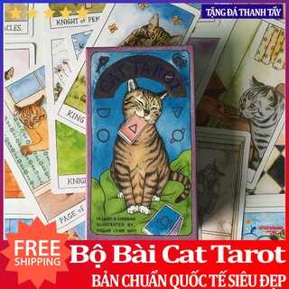 Bài tarot cat tarot cao cấp tặng thảm, túi đựng bài tarot, đá thanh tẩy