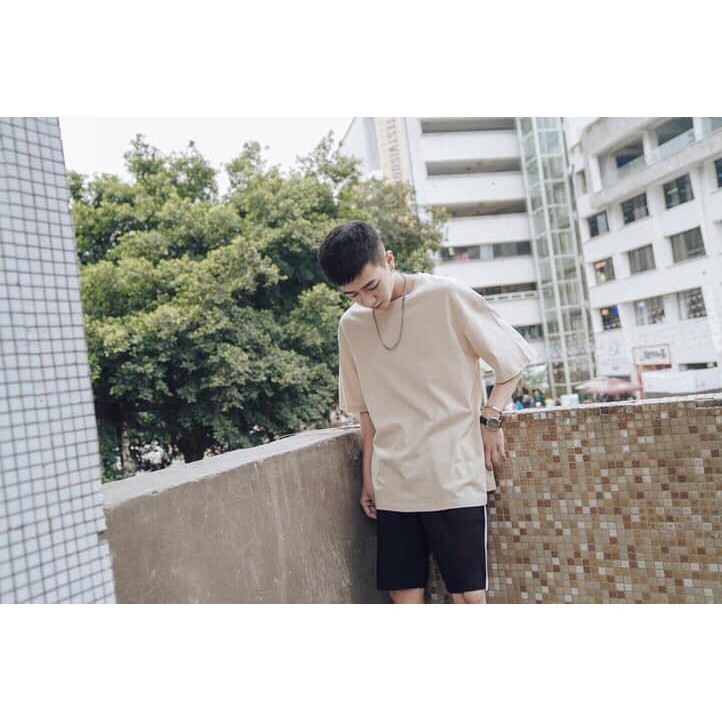 áo thun tay lỡ màu hồng dâu nam &amp; nữ FOME RỘNG có chọn size, chất thun xịn 1xal-00