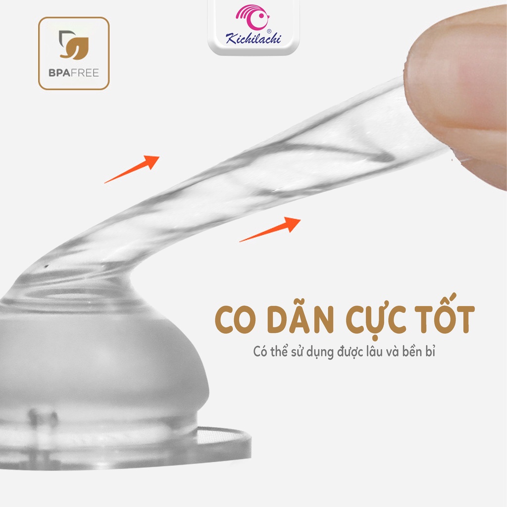 Núm ti silicone Kichilachi siêu mềm cho bé