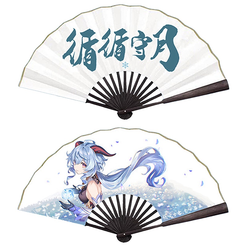 Tmdbyx Quạt Cầm Tay Hai Mặt Có Thể Gập Lại In Hình Nhân Vật Yae Miko Klee Ganyu