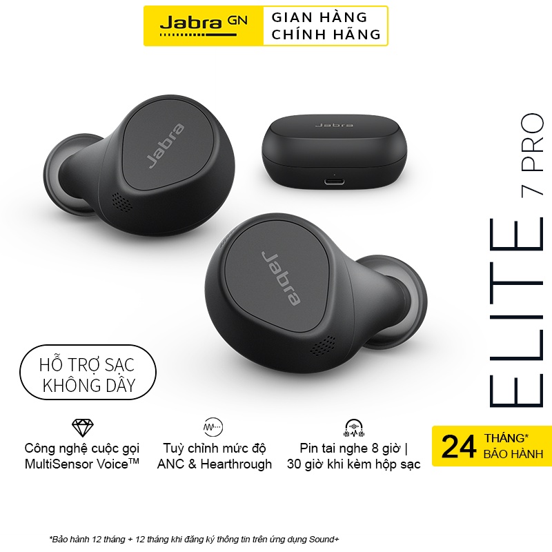 Tai Nghe True Wireless Jabra Elite 7 Pro Sạc Không Dây Chống Ồn ANC 4 Microphone - Hàng Chính Hãng