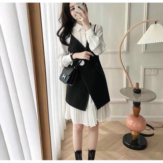 Set áo trắng - Gile đen - Shmily.store