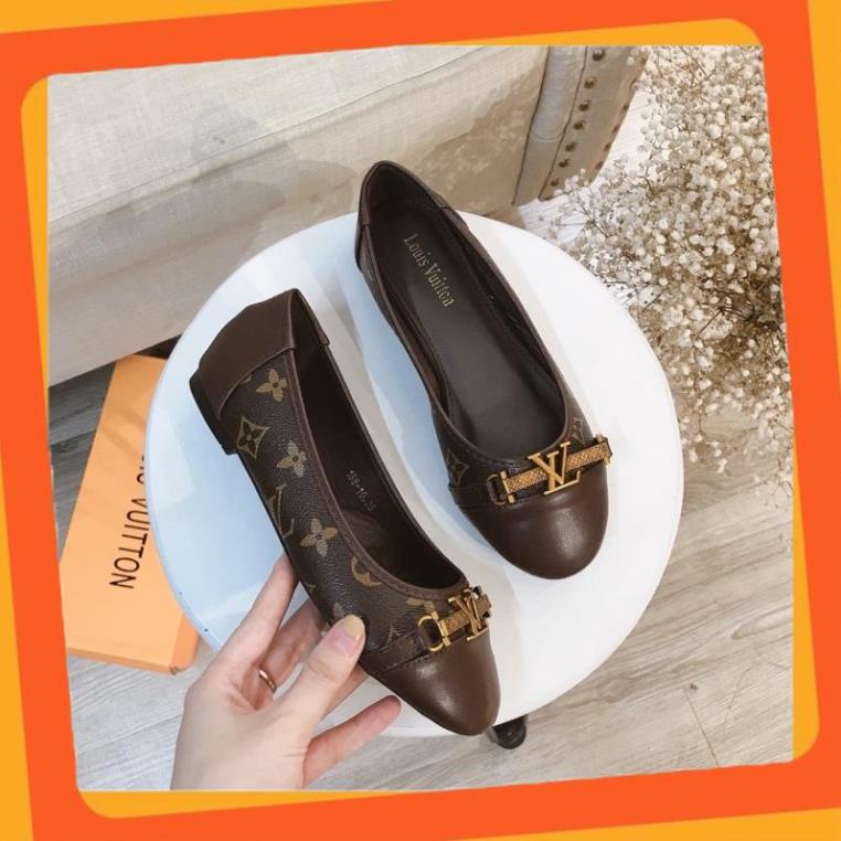 Giày búp bê, Bệt LV hoa tag vàng fullbox + bill + túi giấy size 35-38