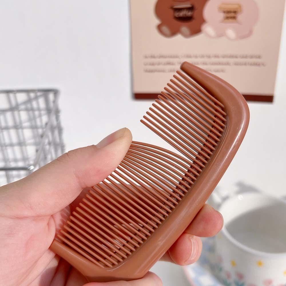 Lilyes Lược Chải Tóc Tay Cầm Màu Trà Sữa Hình Thỏ Gấu Kawaii Cho Nữ