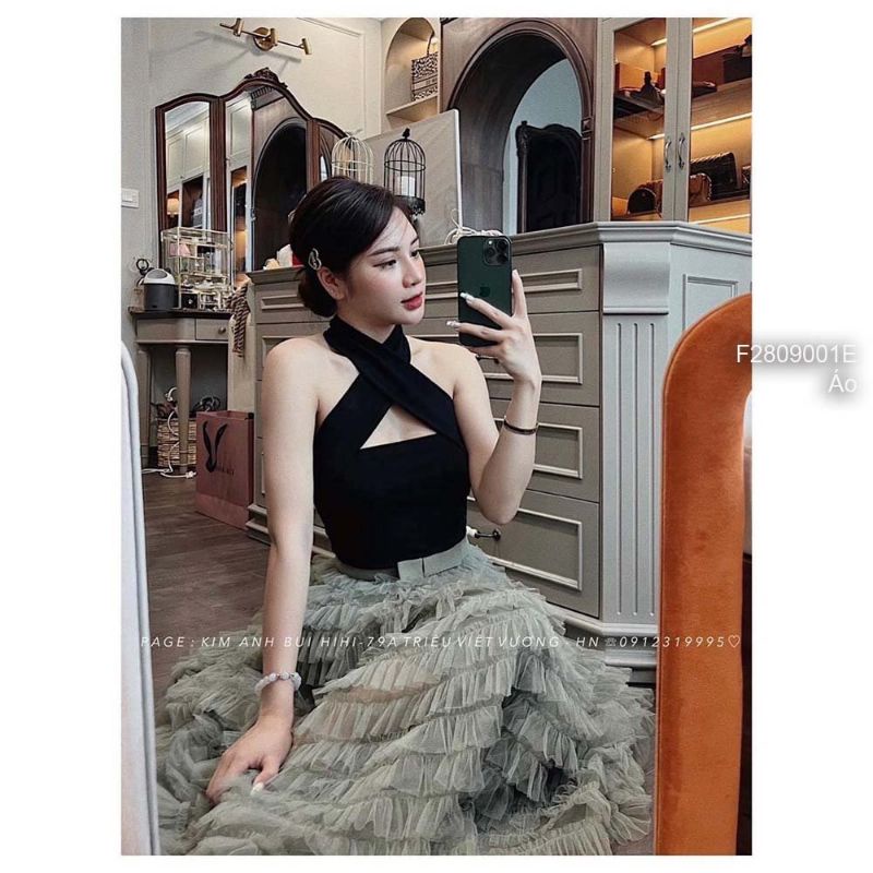 Áo croptop phối dây mặc 2 kiểu 2809
