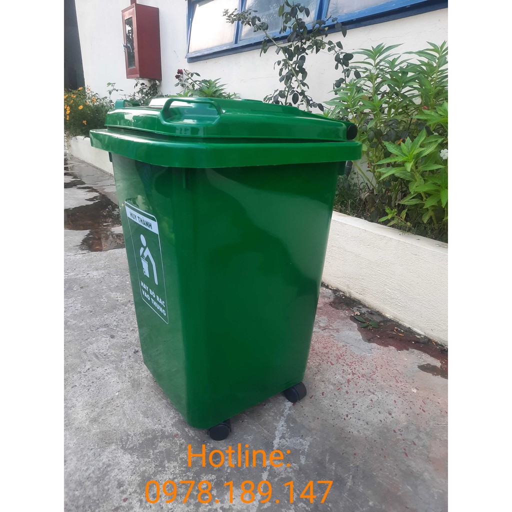 THÙNG RÁC NHỰA HDPE 60L CÓ 4 BÁNH XE - 0978189147