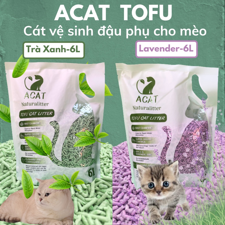 Cát Vệ Sinh Đậu Phụ Tofu Cho Mèo Acat 6L