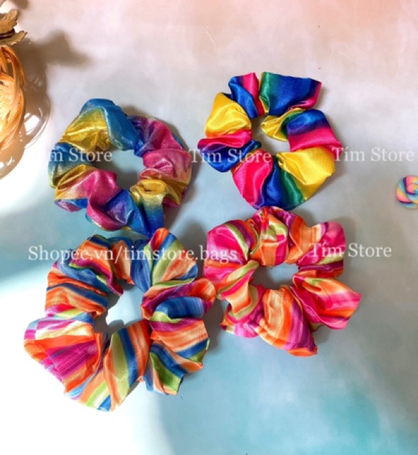 [Mã SKAMCLU8 giảm 10% cho đơn từ 100K] { Ảnh thật} SCRUNCHIES CẦU VỒNG RAINBOW- CỘT TÓC THỜI TRANG NỮ