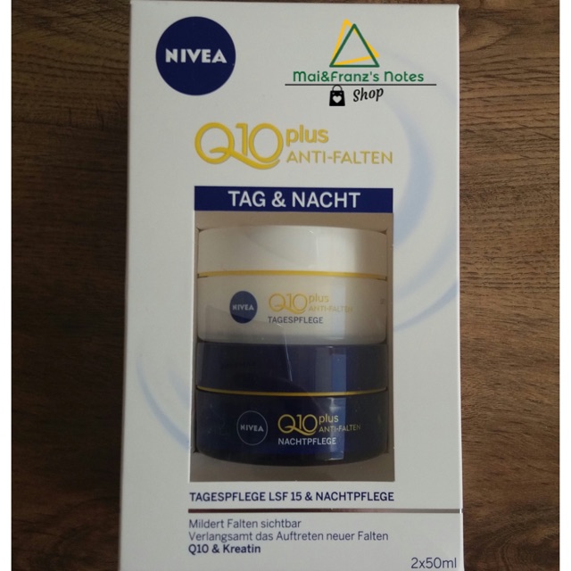 Bộ 2 hộp kem dưỡng da chống nhăn Nivea Q10 Plus (Ngày & Đêm), 50ml x 2-Hàng xách tay Đức