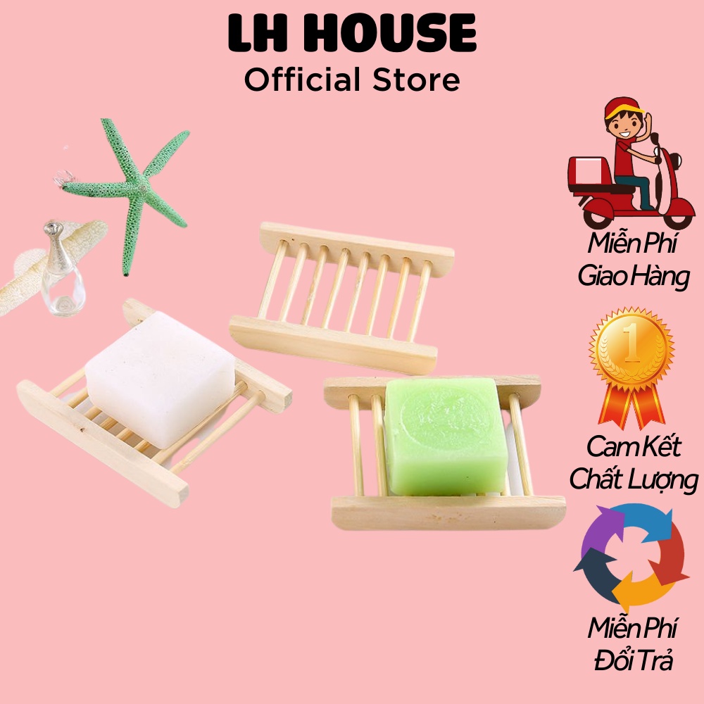 Khay đựng xà bông bằng gỗ, Giá đựng xà phòng nhà tắm- Lh House Official Store