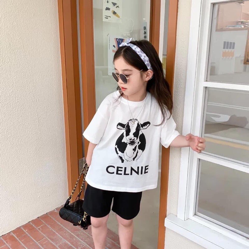 Bộ bò sữa cho bé gái chất cotton co dãn mặc hè thoải mái size 12-25kg