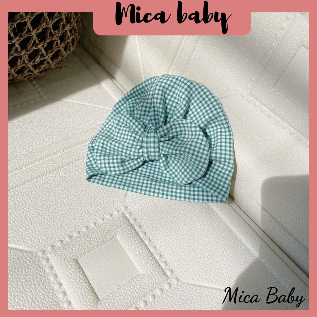 Mũ nón turban kẻ xanh đáng yêu cho bé gái từ 6-10kg Mica baby MTB63