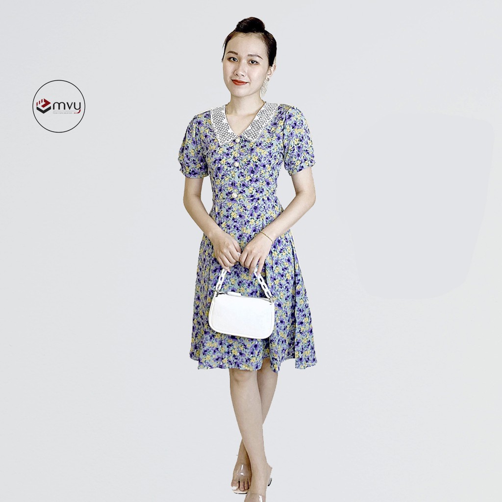 [Mã WASTMAY giảm 15% tối đa 30K đơn 150K] Đầm dáng xòe hoa nhí cổ ren Emvy - V33 | BigBuy360 - bigbuy360.vn