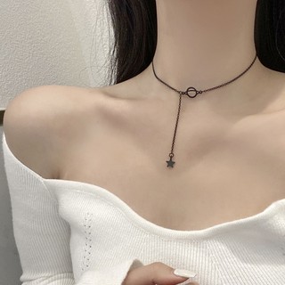 Dây Chuyền Ngắn Mặt Hình Hành Tinh Màu Đen Phong Cách Hàn Quốc 1210-5