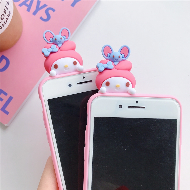 vỏ điện thoại vivo Y51 Y53 Y55 v5 v7 plus v9 v11i y71 y91c y91 y95 protection soft shell with bracket lanyard pop socket mobile phone case 3D cartoon melody