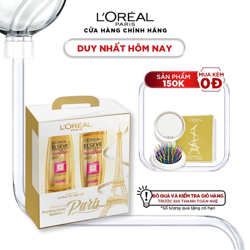 Bộ dầu gội 330ml, dầu xả 325ml chiết xuất tinh dầu hoa tự nhiên L'Oreal Paris Elseve Extraordinary Oil