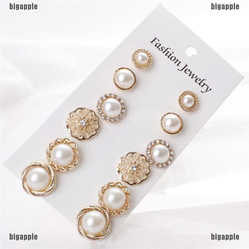 Set 6 đôi bông tai ngọc trai giả sang trọng