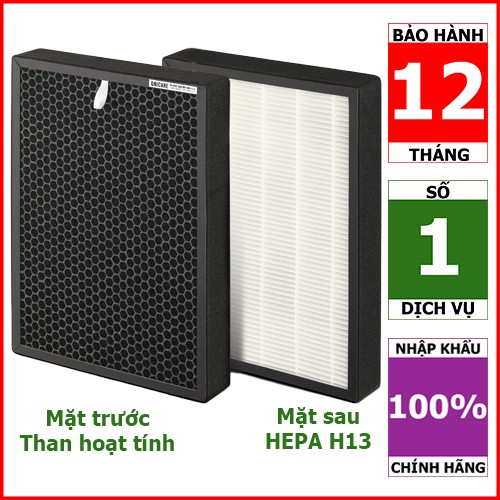 Bộ màng lọc Hepa H13 và than hoạt tính cho máy lọc không khí Qnicare AirQ-100V | AirQ-300 (Hàng chính hãng)