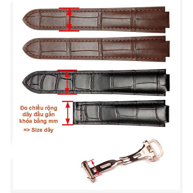 Khóa bướm gập một bên chống gãy gập dây da đồng hồ size 16 18 20 mm thép không gỉ