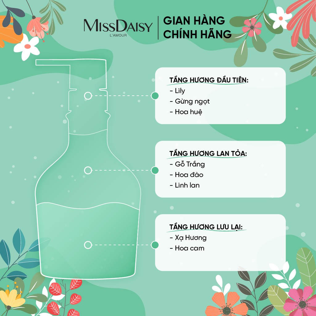 Dầu Gội Nước Hoa MISSDAISY Chiết Xuất Hoa Huệ & Hoa Cam - Size 500ml