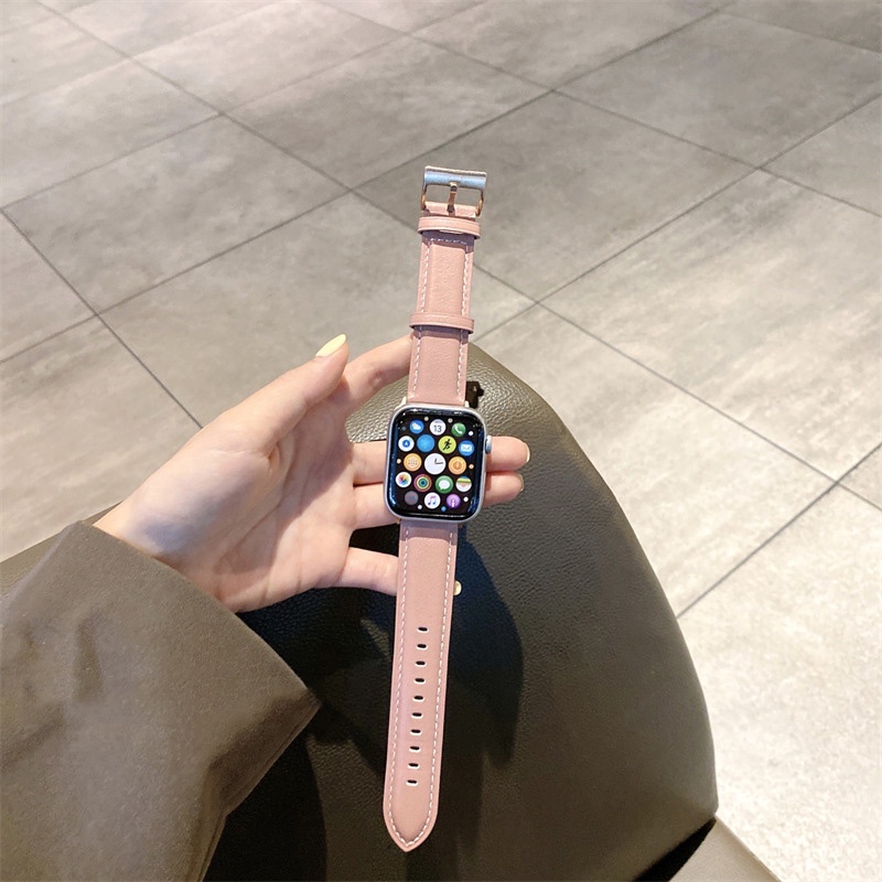 Dây đeo da thay thế 40mm 44mm cho Apple Watch Series 7 6 SE 5 4 3