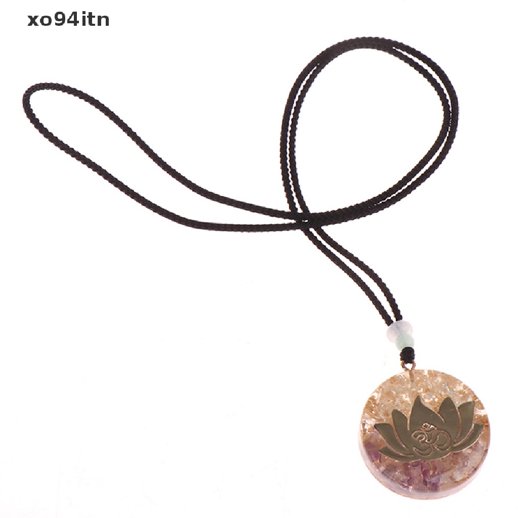 【tn】 Orgonite Amethyst Energy Pendant Yoga Lotus Orgonite Handcraft Necklace Pendant .