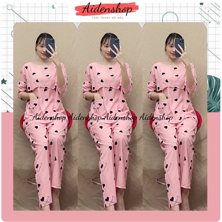 [Loại đẹp]Bộ sau sinh lanh chất mát dài tay mặc nhà có lật ti(nhiều màu)