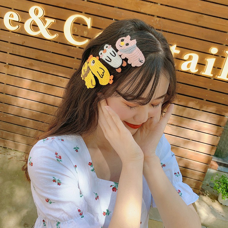 Kẹp tóc vải thêu hình động vật