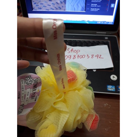 Bông tắm lưới tạo bọt Hàn Quốc Orchids hình tròn