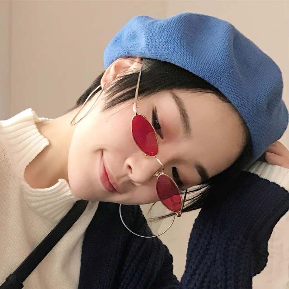 Kính Mát Gọng Oval Thời Trang Sang Trọng|Kính Mát Hàn Quốc Tròng Trong Suốt Màu Đen