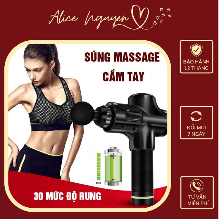 SẴN - SÚNG MASSAGE CẦM TAY CAO CẤP CÁT Á 6 ĐẦU TRỊ LIỆU EM009 - Thiết kế nhỏ gọn BẢO HÀNH CHÍNH HÃNG