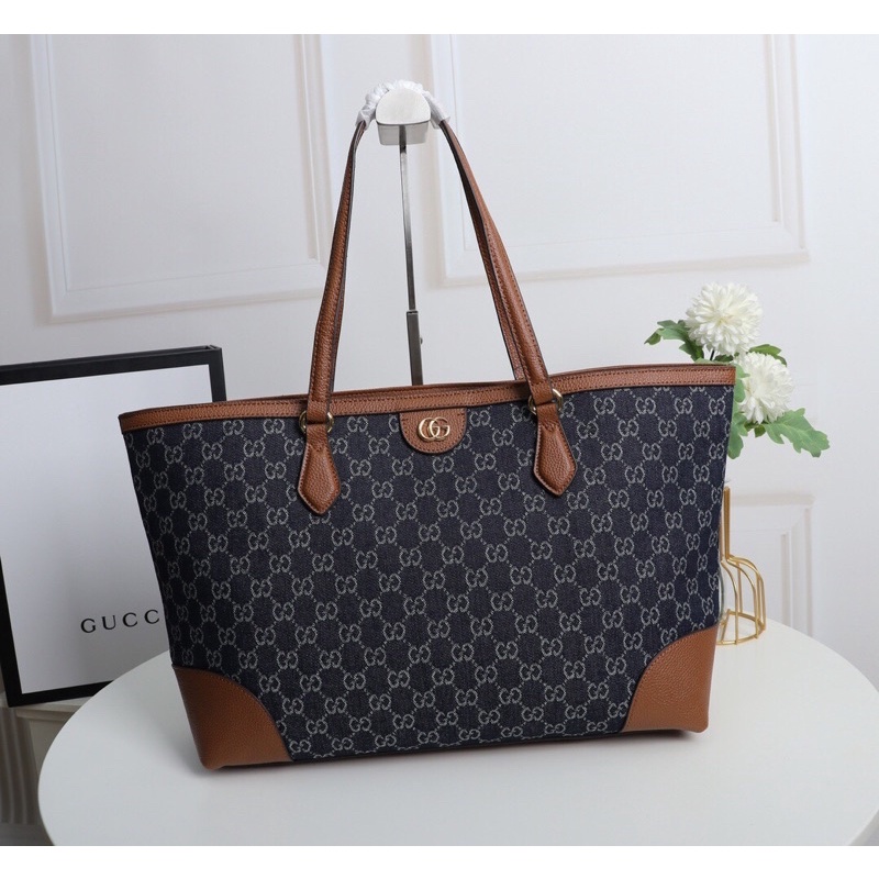 Túi xách nữ size lớn cao cấp logo thương hiệu Gucci GC/GG Neverfull da thật