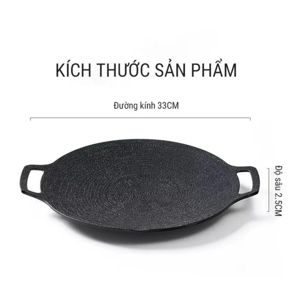 Chảo Đá Nướng Không Dầu Hàn Quốc 34cm,Nướng Thịt Chống Dính,Nướng Thịt BBQ Dùng Được Cho Mọi Loại Bếp,Chất Liệu Cao Cấp.