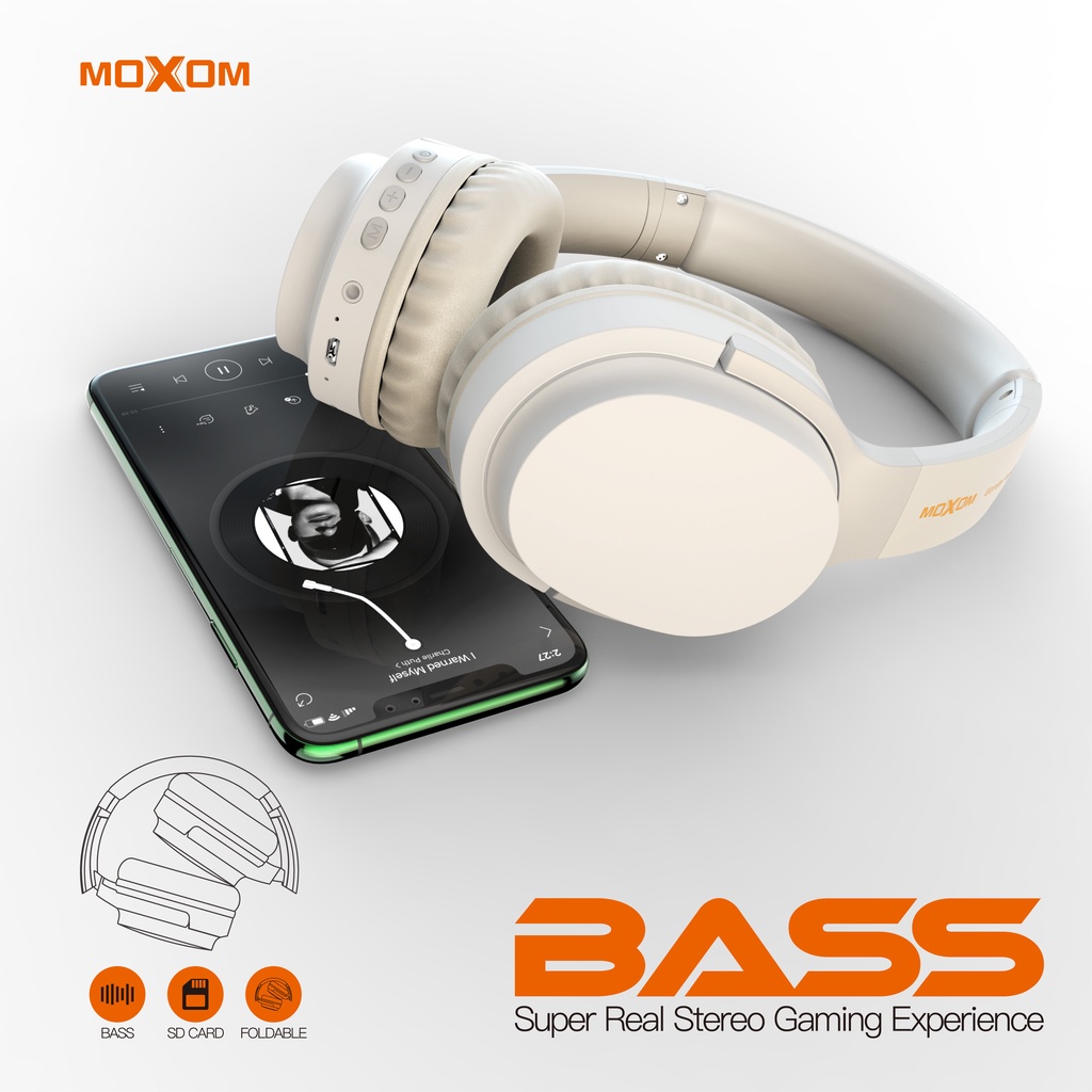 Tai Nghe Bluetooth Headphone MOXOM WL06 Âm Bass Siêu Thực 3in1, Tích Hợp Mic 40mm, Bluetooth 5.0