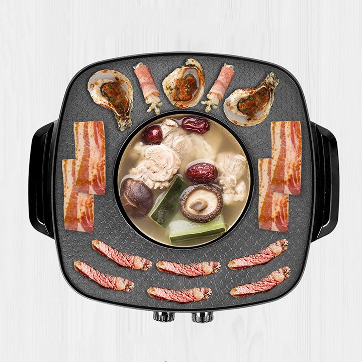 Bếp Lẩu Nướng Đa Năng 2 Trong 1 MISUSHITA MS-0918, Nồi Lẩu Nướng Chống Dính Cao Cấp, Có Bảo Hành - Gia dụng SmartSun