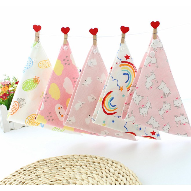 Set 5 Yếm Tam Giác Bonny Vải Cotton 2 Lớp Co Dãn Dành Cho Bé 0-5 tuổi