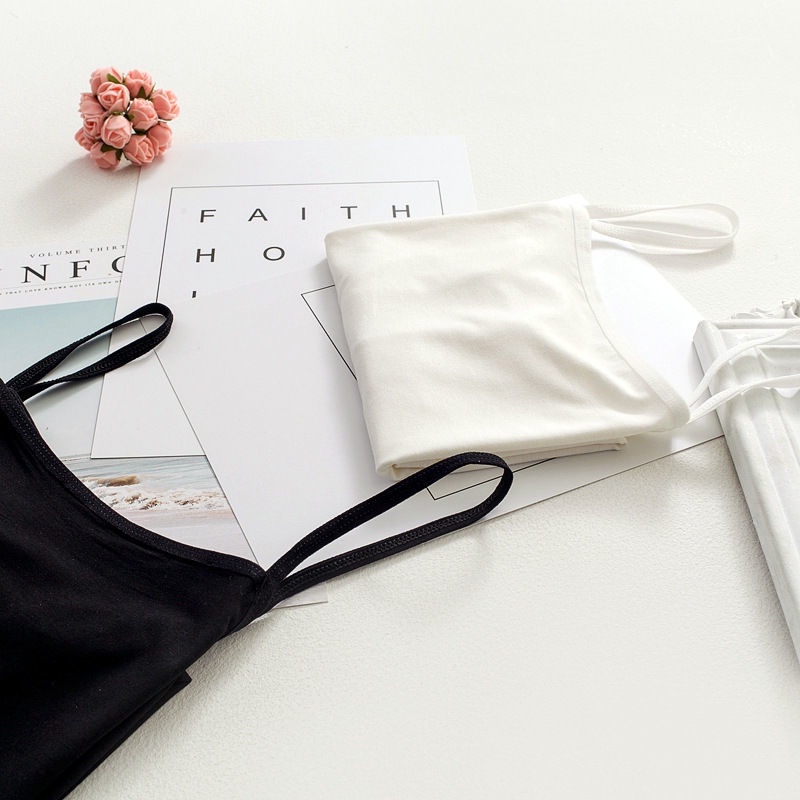 Áo Thun Hai Dây Bằng Cotton Ôm Dáng Size Lớn Màu Trắng Đen Dành Cho Nữ