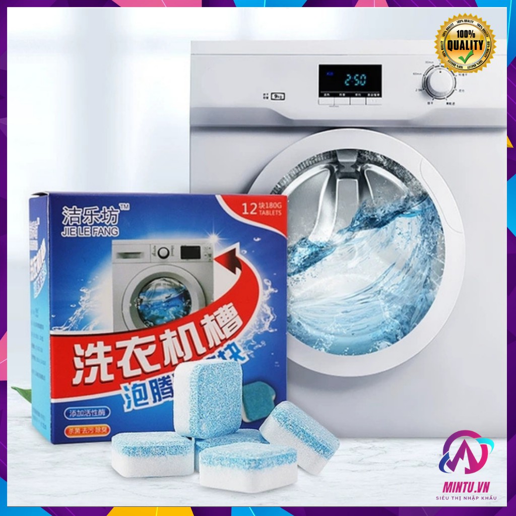 [Trợ giá]Viên tẩy vệ sinh lồng máy giặt diệt khuẩn tẩy chất cặn máy giặt hiệu quả - Hộp 12 viên